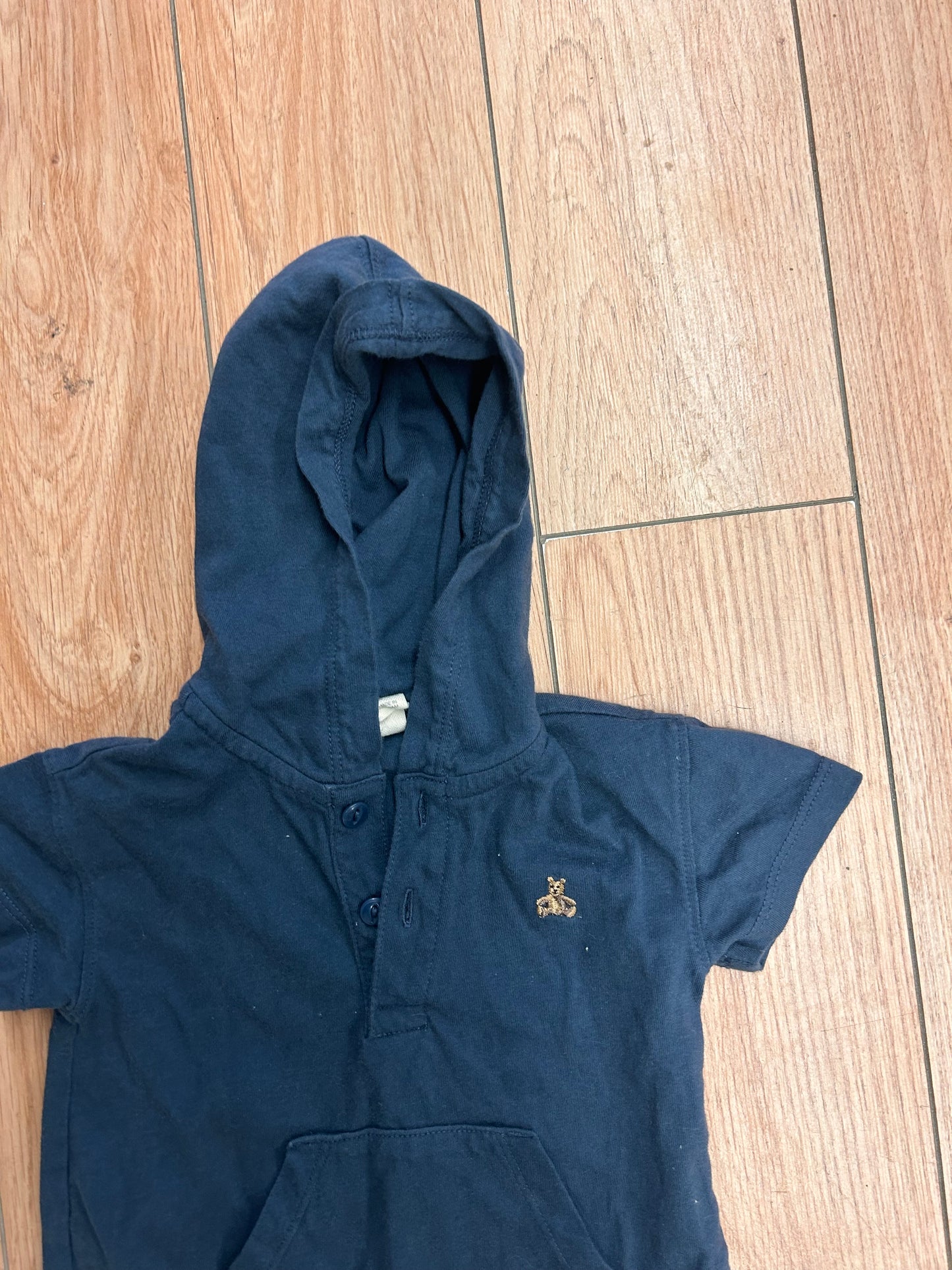 Gap 6/12m navy blue hooded romper