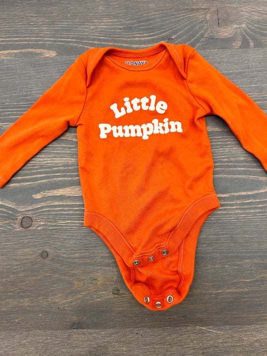 Old navy 0/3m orange little pumpkin onesie