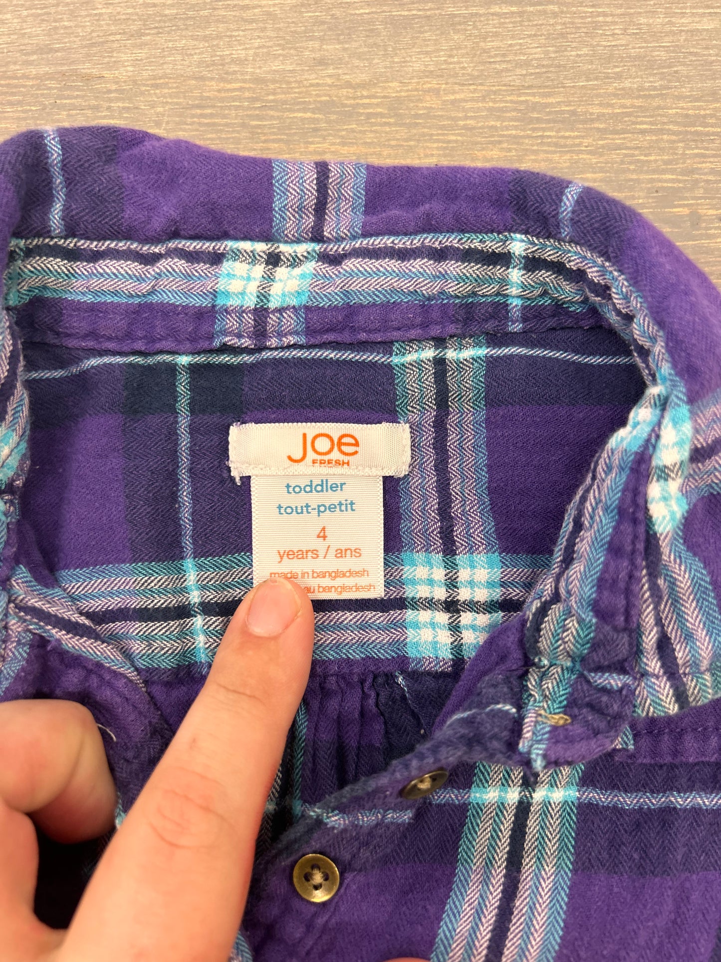 Joe fresh 4t purple plaid top