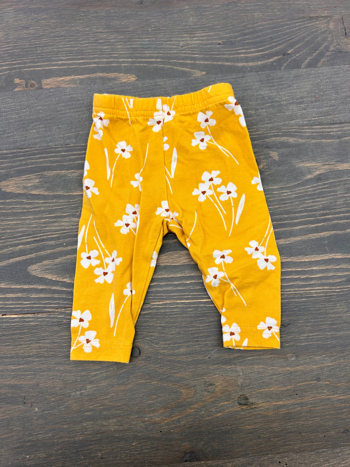 Carters 0/3m yellow floral leggings