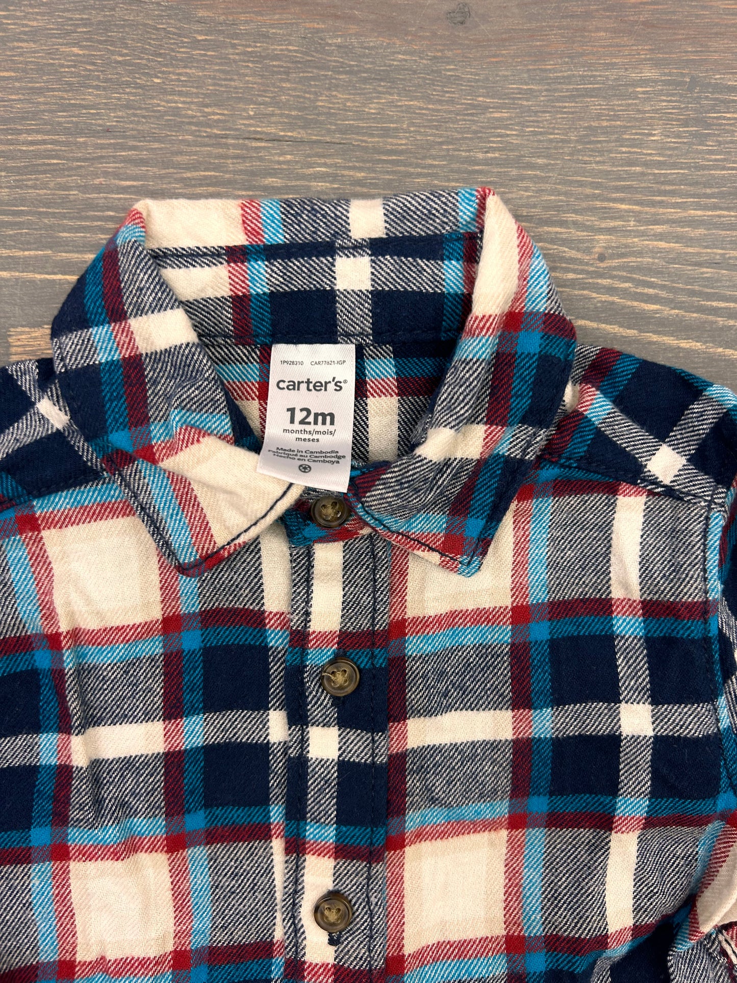 Carters 12m blue flannel