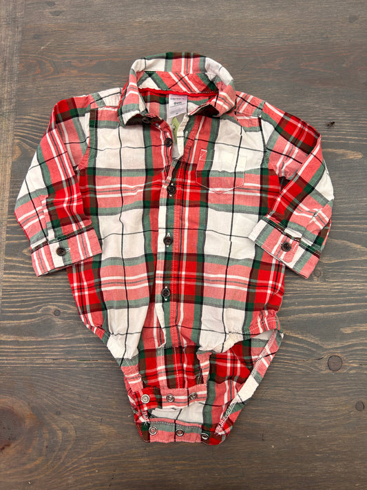 Carters 9m red flannel onesie