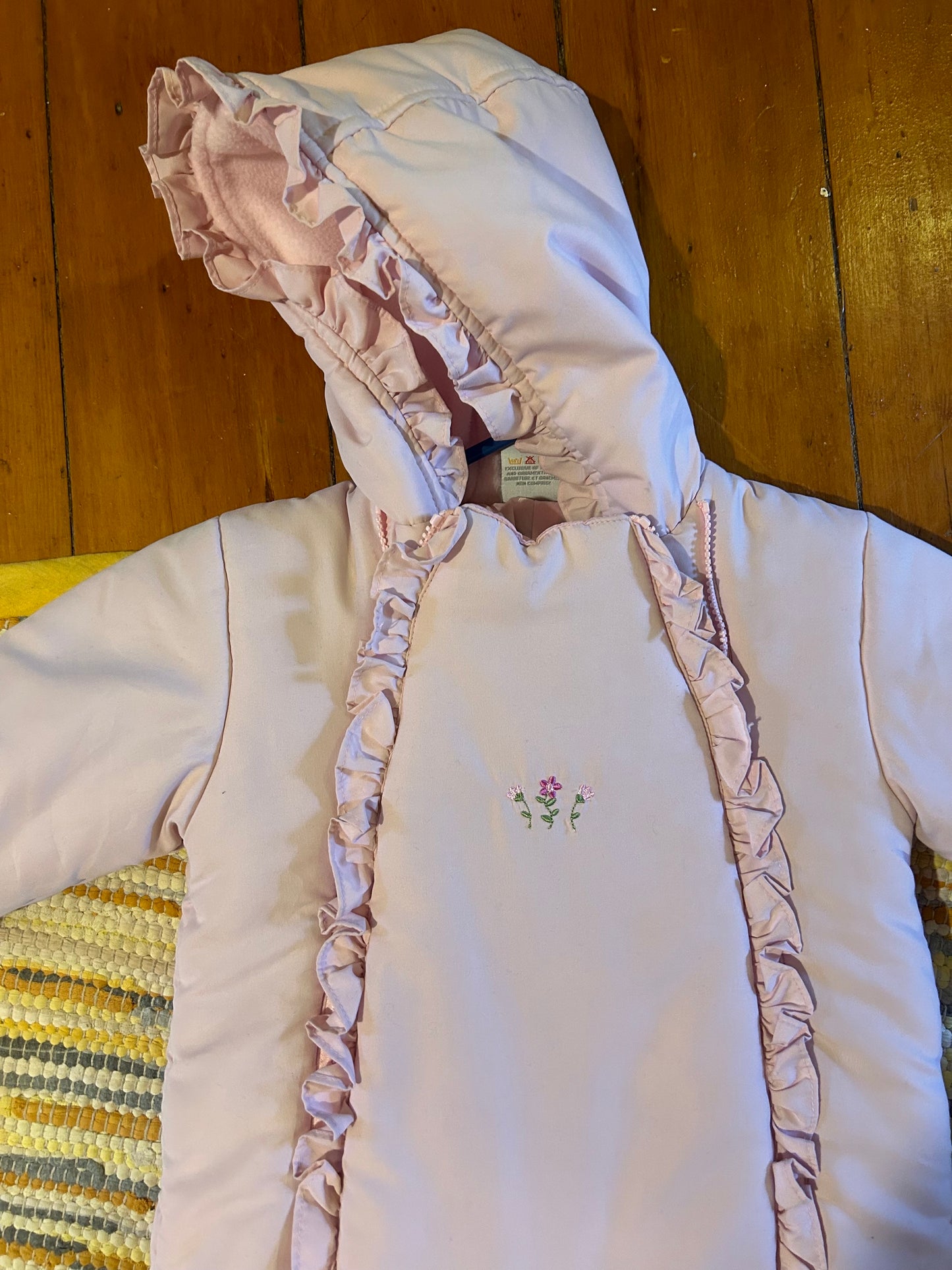 Vintage sears 18m pink floral one piece snow suit