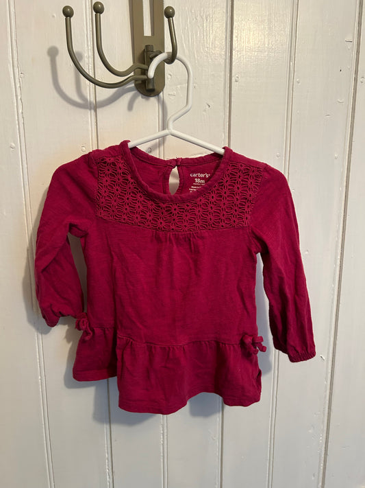 Carters 18m pink lace peplum top