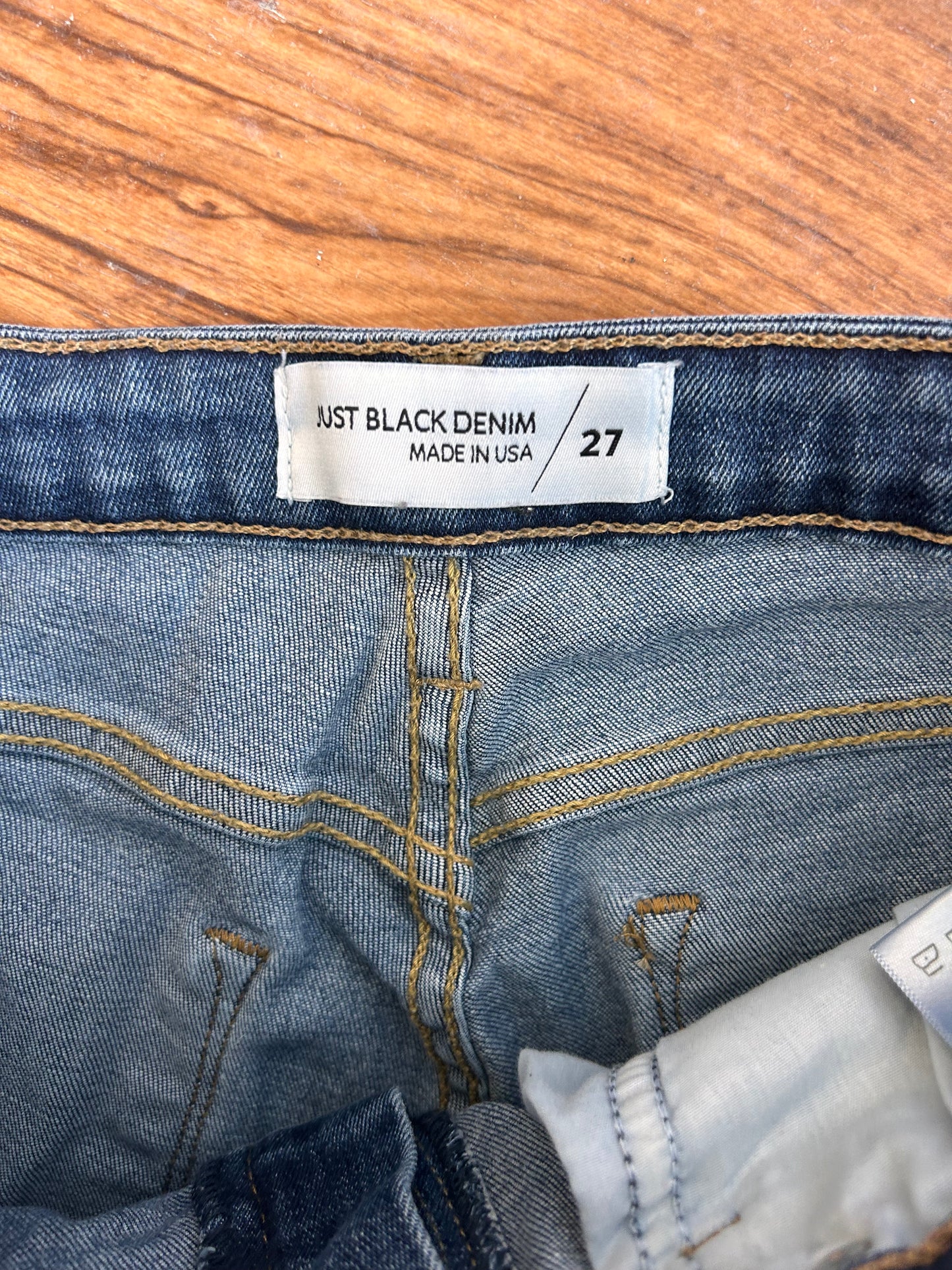 Just black denim 27 light wash raw gel jeans