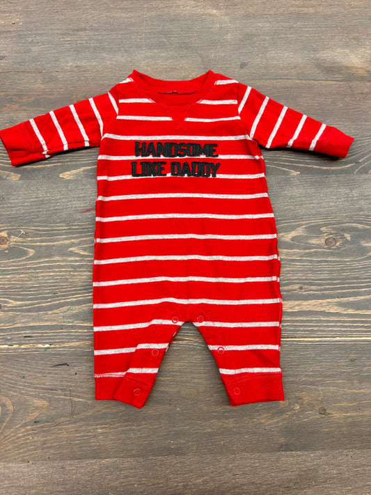 Carters 3m red striped handsome romper