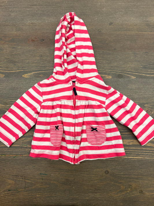 Carters 6m pink stripe zip up hoodie