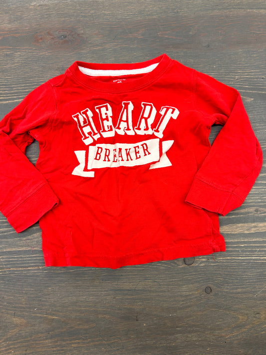 Carters 18m red heart breaker long sleeve top