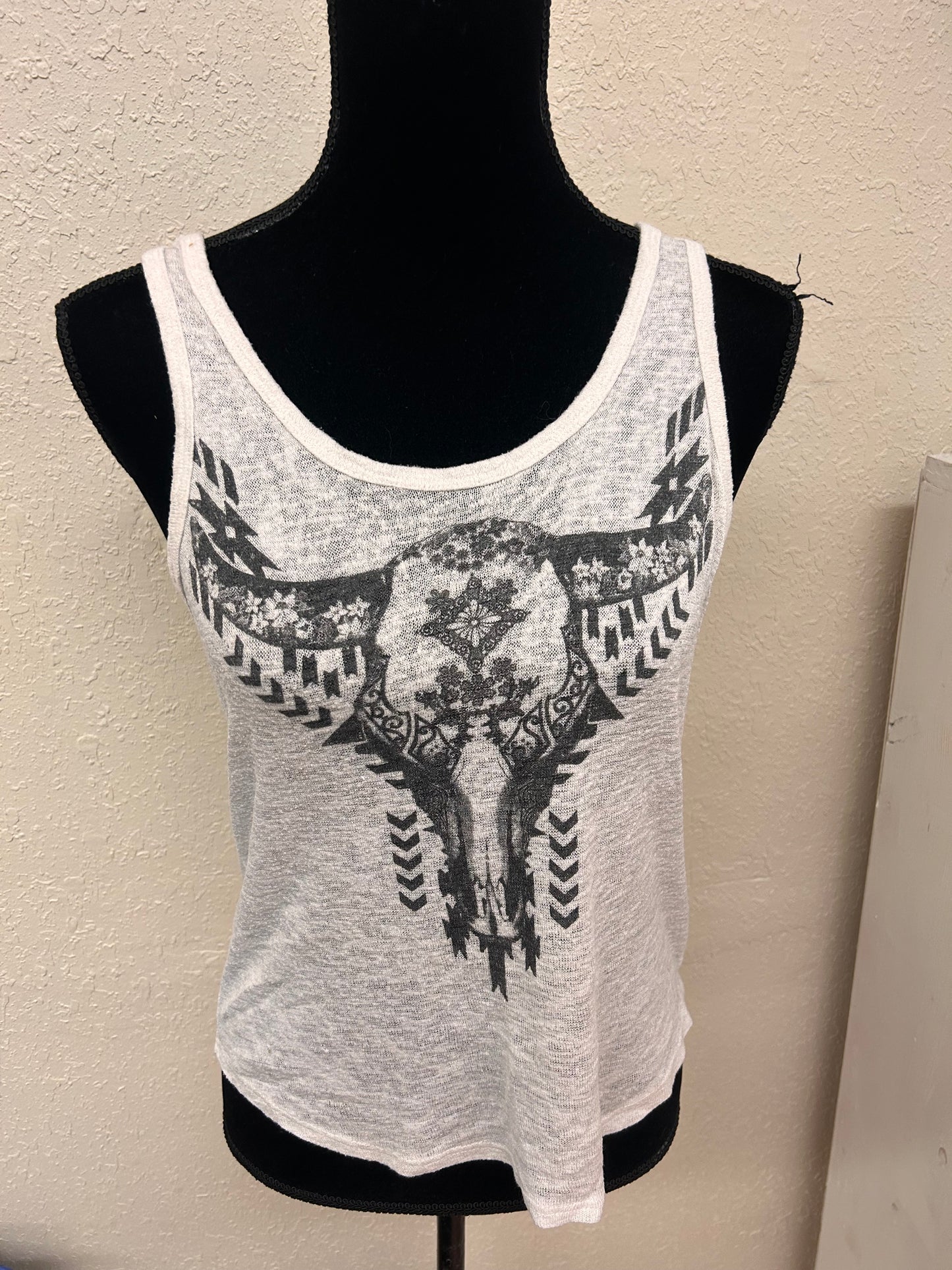 Forever 21 small white skull tank