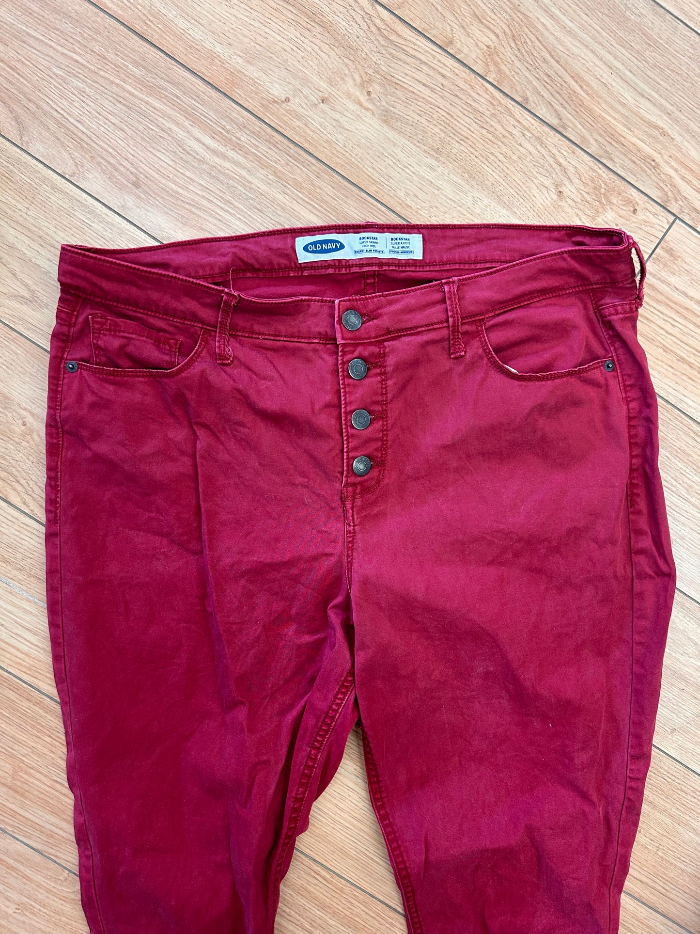 Old navy 14 red high rise button up skinny jeans