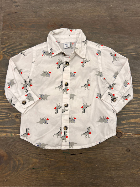Old navy 6/12m heart Dino button up shirt