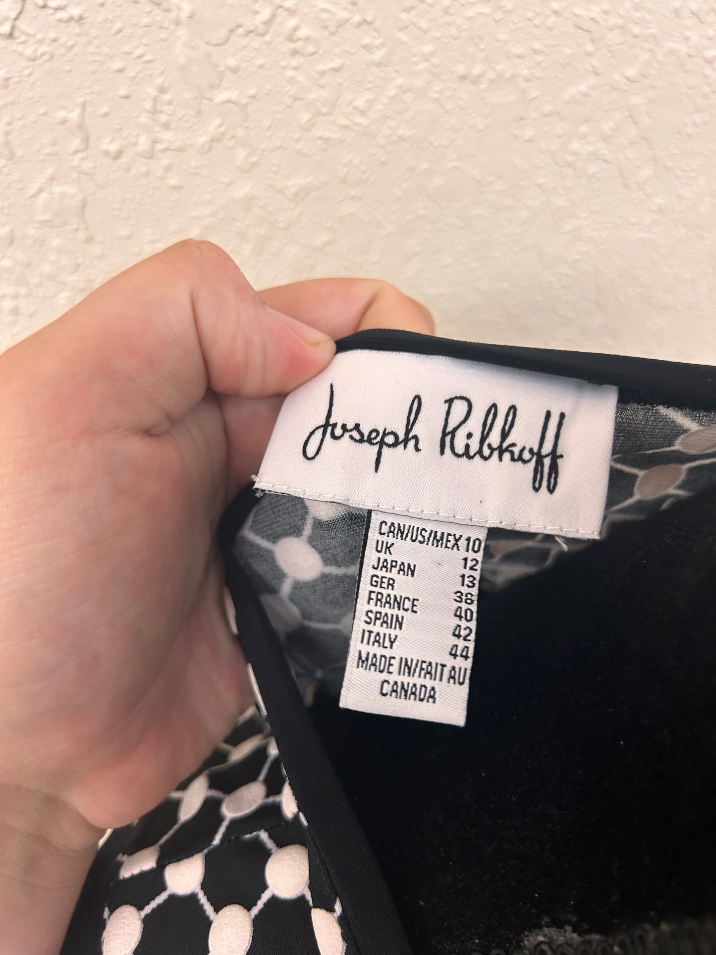 Joseph ribkoff 12 black & white polka dot open back blouse