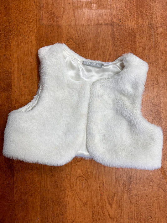 The childrens place 9/12m white fur vest