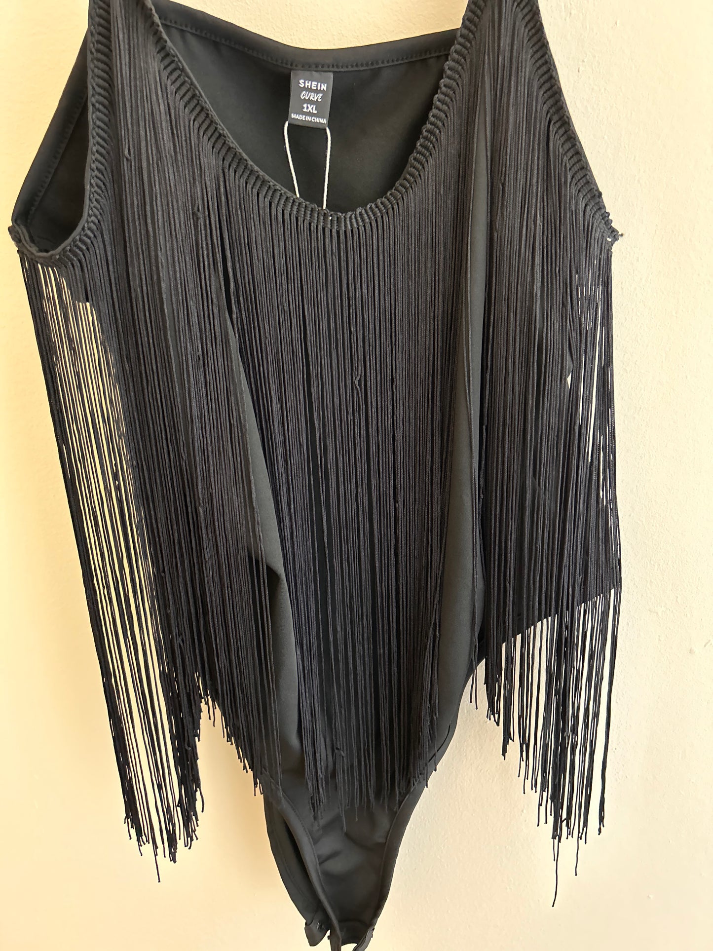 NEW SHEIN 1x black fringe bodysuit