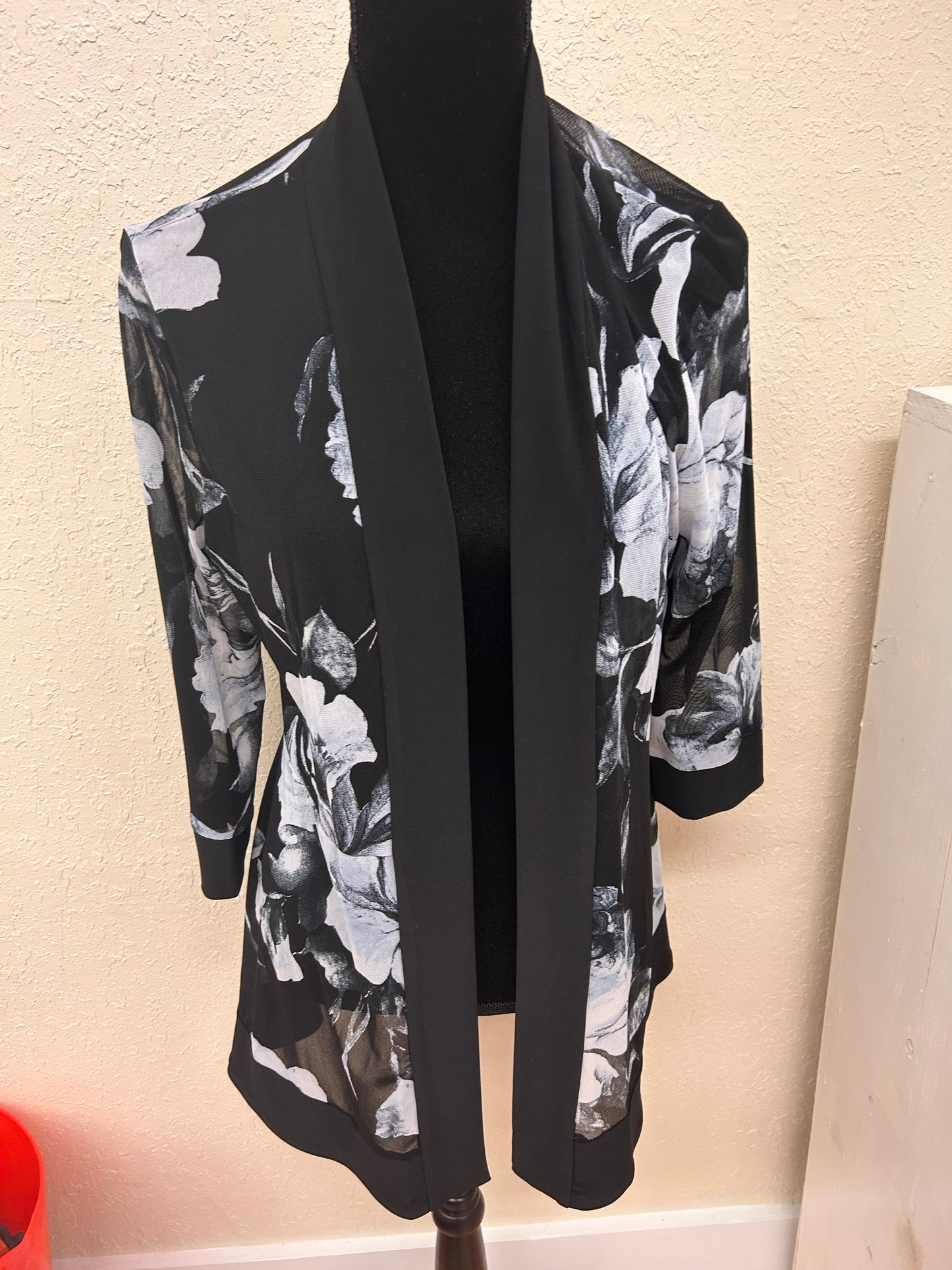 Franklyman 12 black sheer floral cardigan