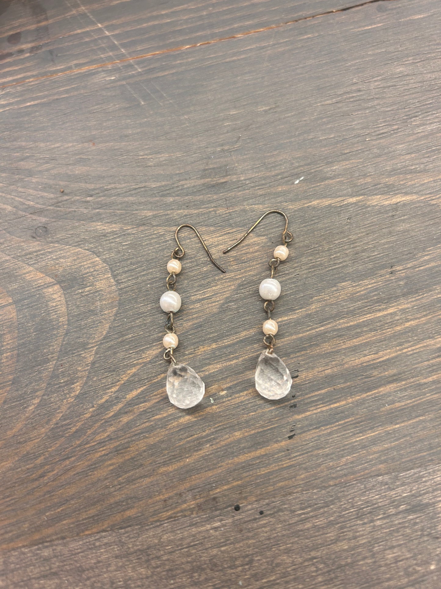 White gemstone dangle Earrings