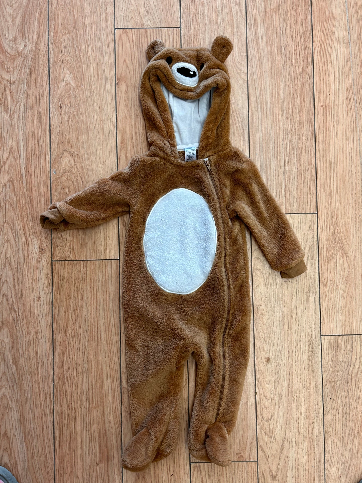 George 6/9m brown bear fleece suit