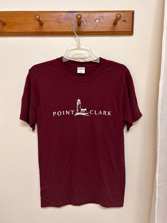 Adult burgundy point Clark T-shirt