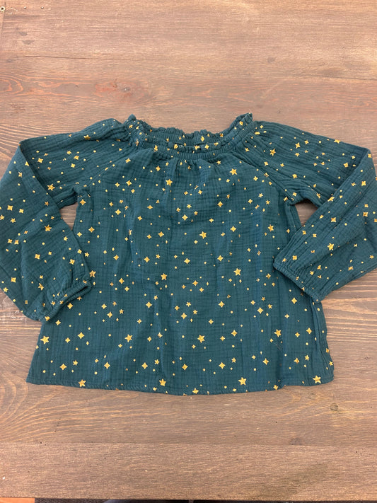 Cat & jack xs teal star long sleeve blouse