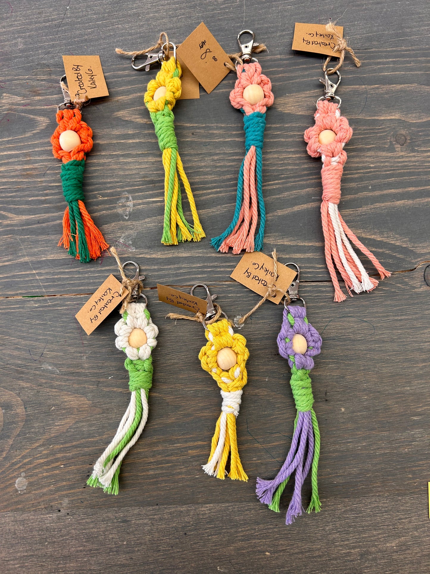 Floral macramé keychains