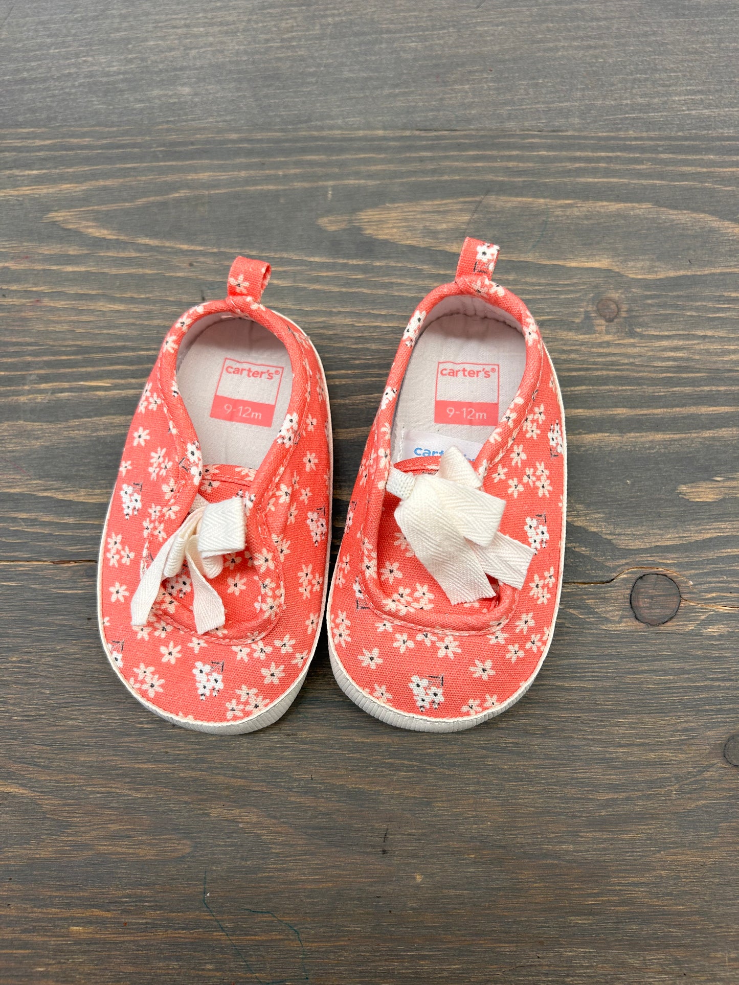 Carters 9/12m pink floral soft sole sneakers