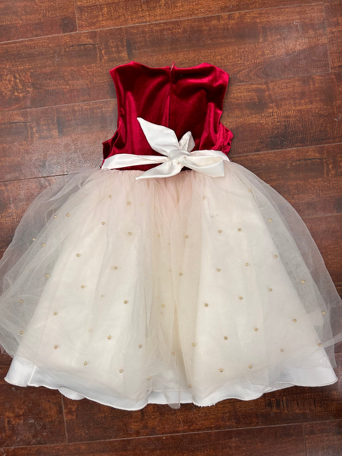 American princess red & white Tulle dress