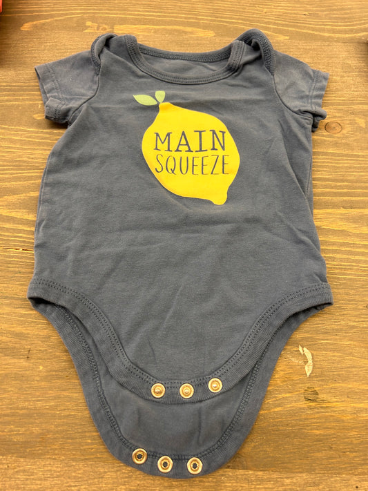 First impressions 0/3m blue main squeeze onesie