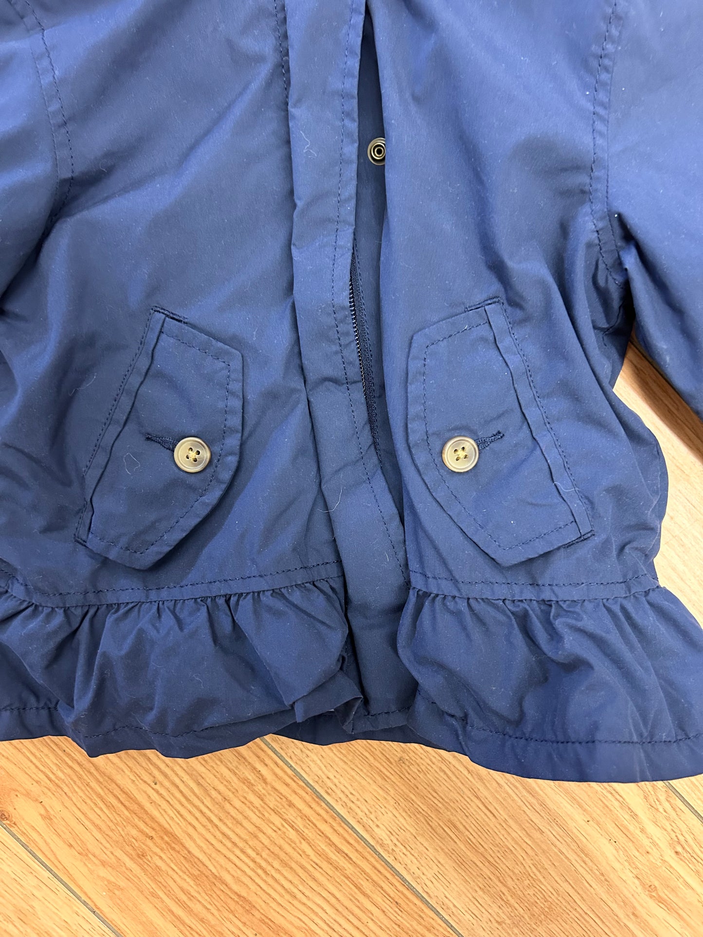 Old navy 5t navy ruffle bottom rain Coat