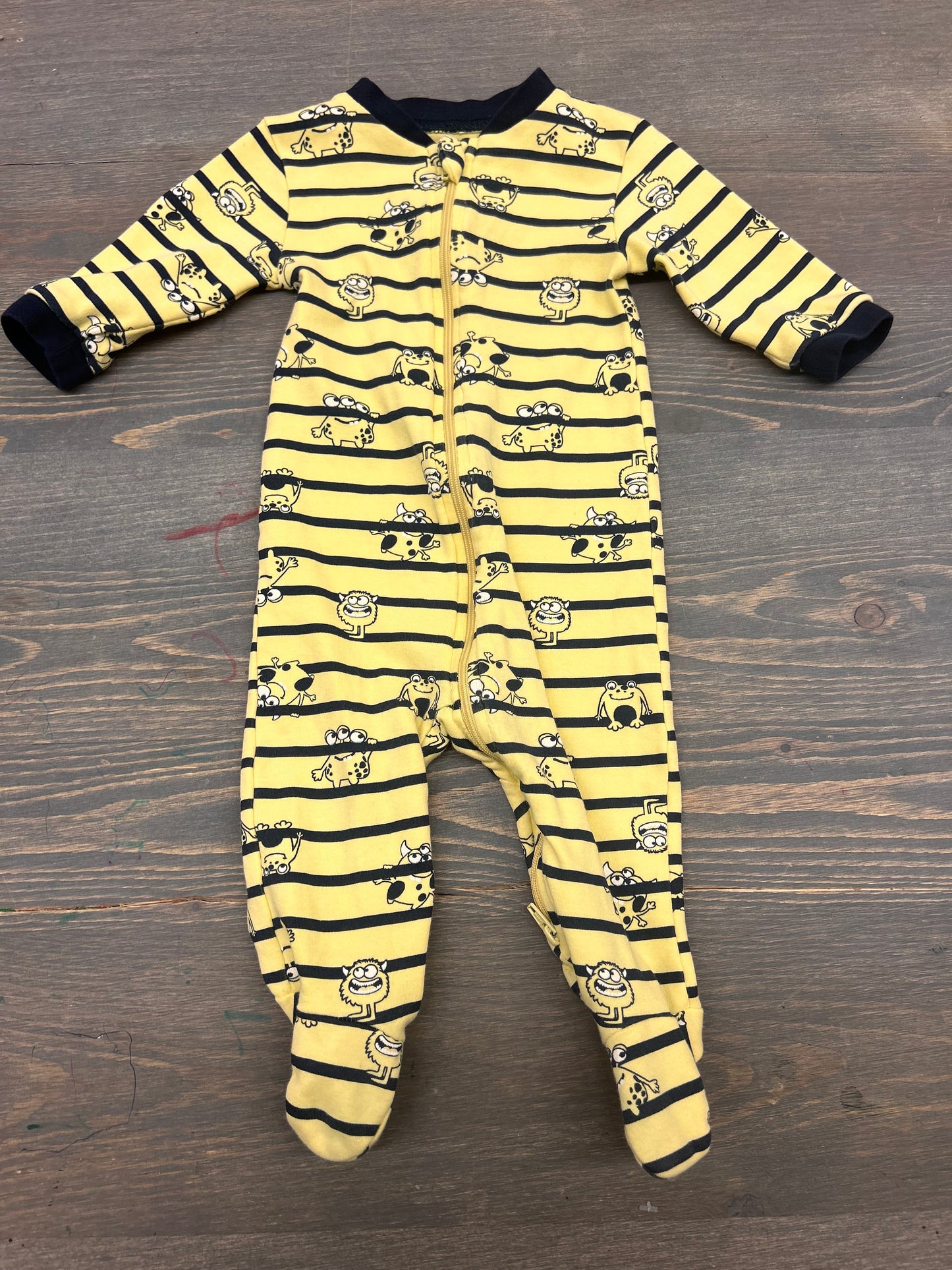 George 3/6m yellow monster zip up sleeper