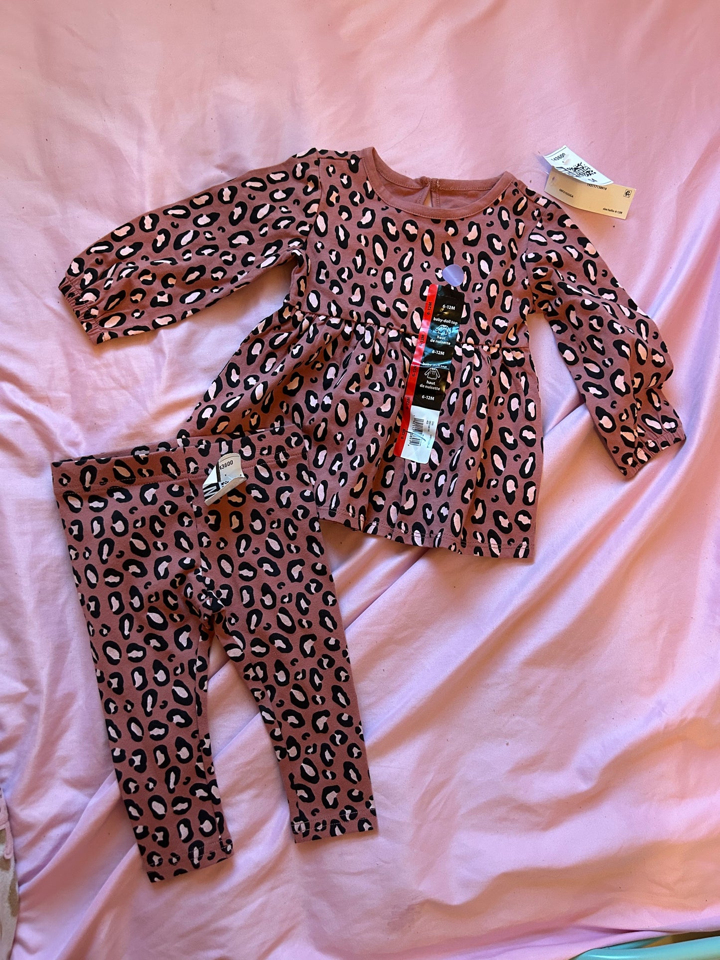 NEW George 6/12m brown cheetah set