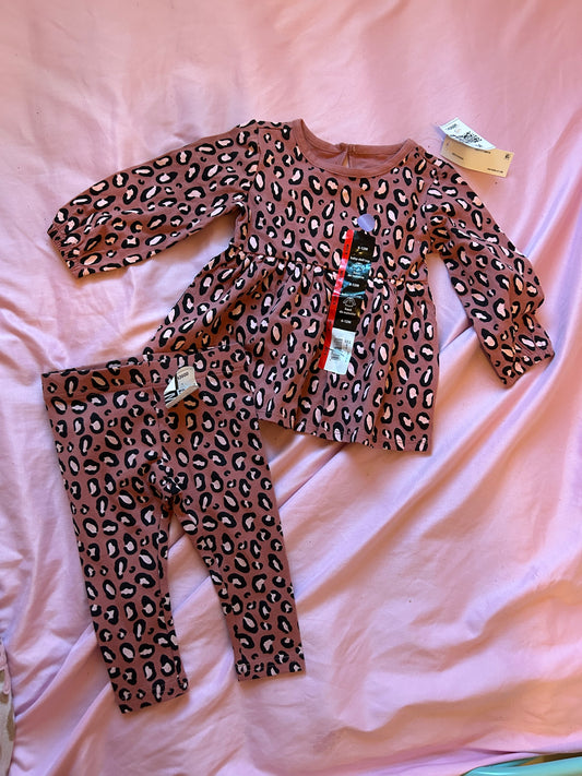 NEW George 6/12m brown cheetah set