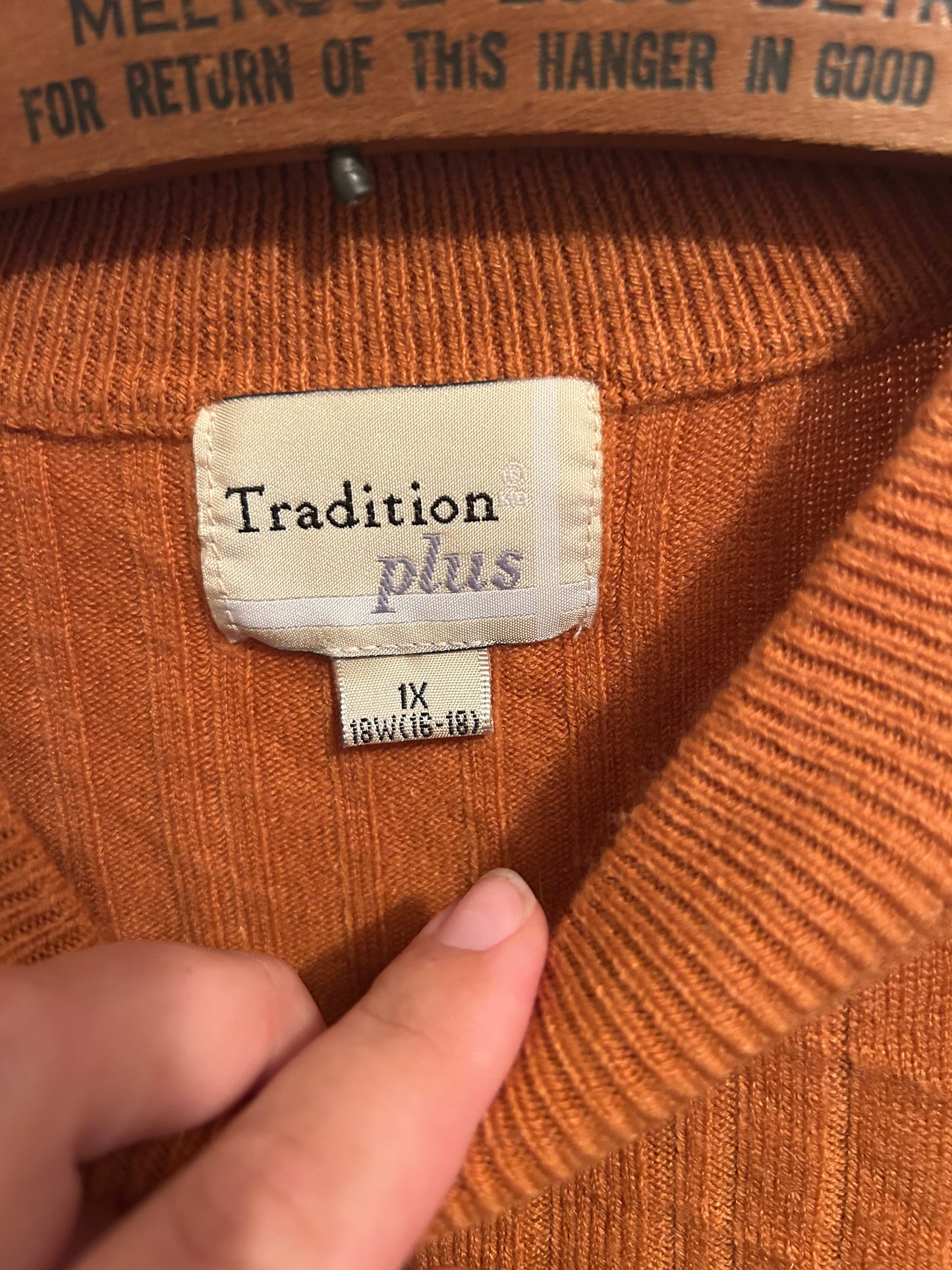 Vintage traditions 1x orange ribbed sweater