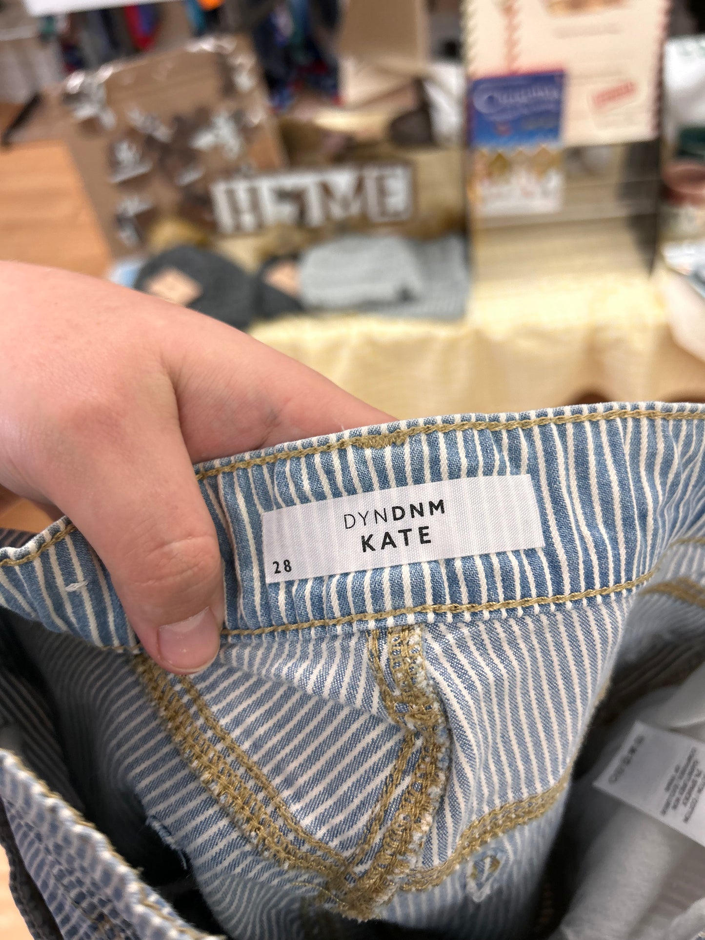 DYNDNM Kate 28 blue & white striped skinny jeans