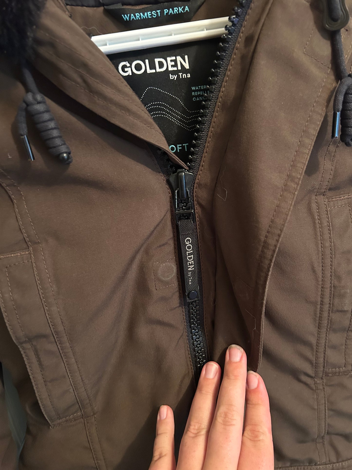 TNA XXS brown warmest parka winter coat