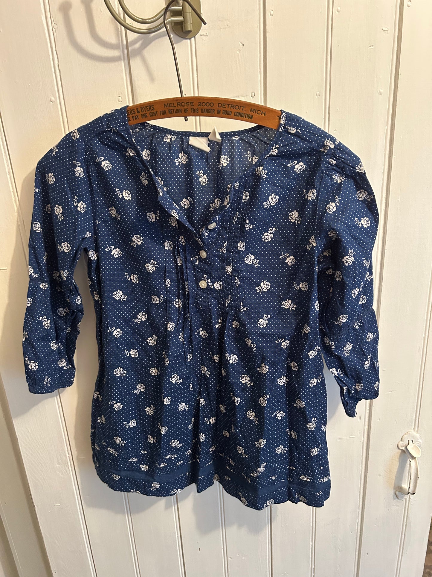Gap girls 14 blue floral polka dot blouse