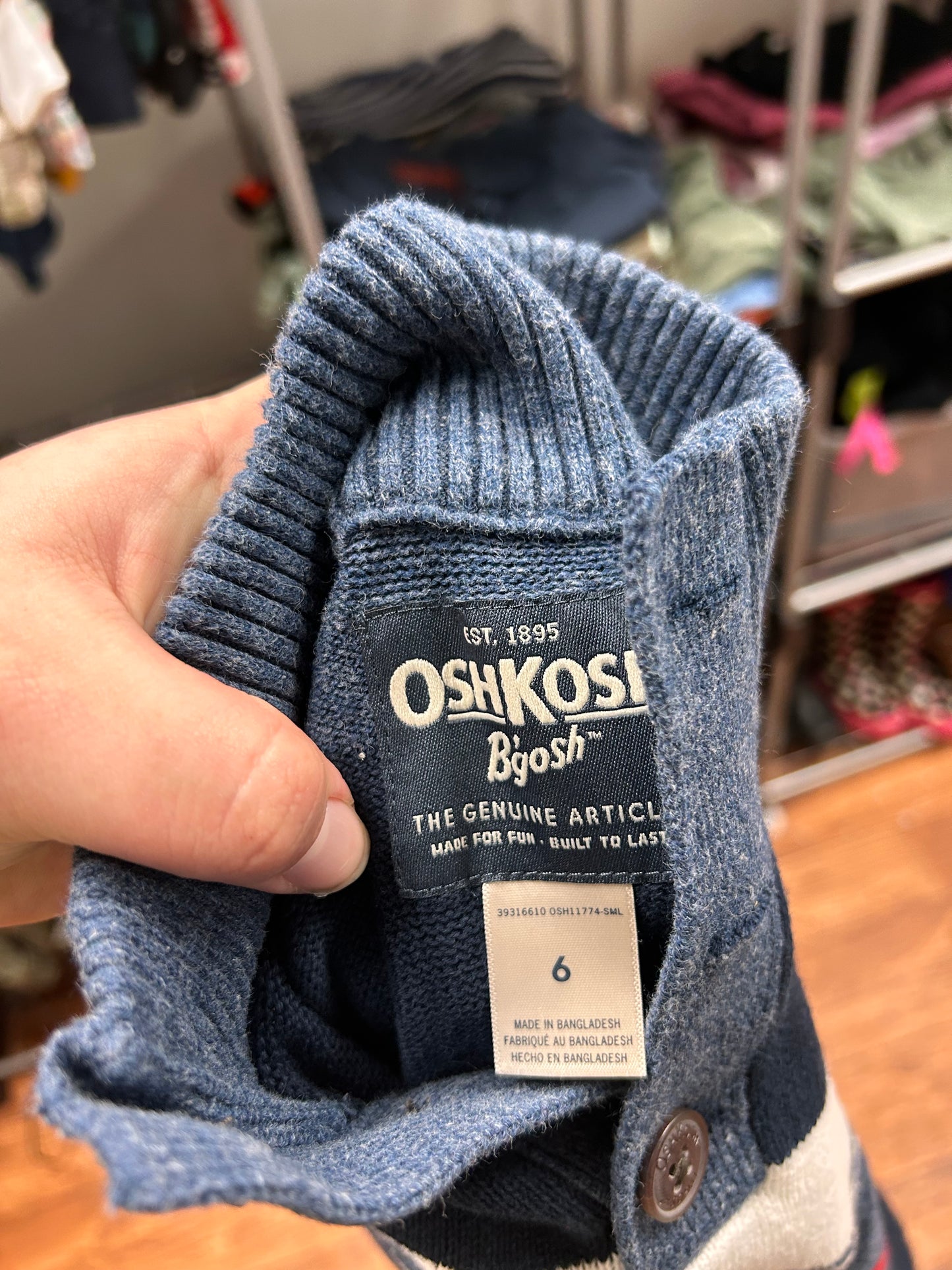 Oshkosh 6 blue knitted striped sweater