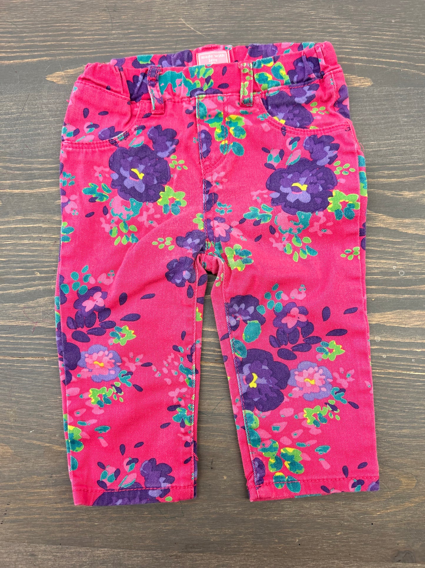 Children’s place 6/9m pink floral jeans