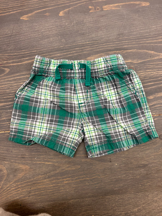 Carters 6/9m green plaid shorts