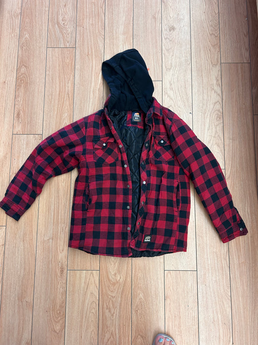 Berne youth large red & black gingham hooded jacket