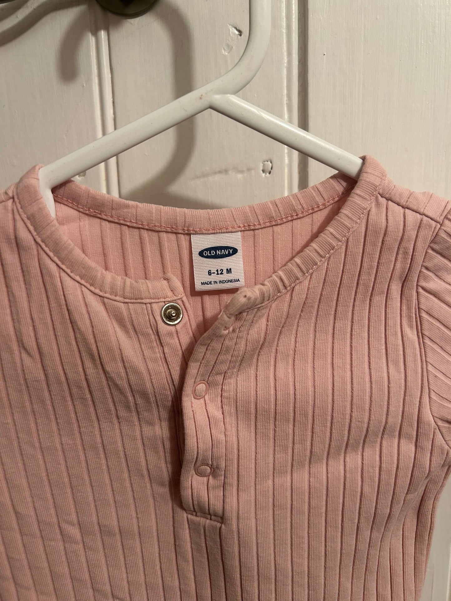 Old navy 6/12m pink ribbed onesie