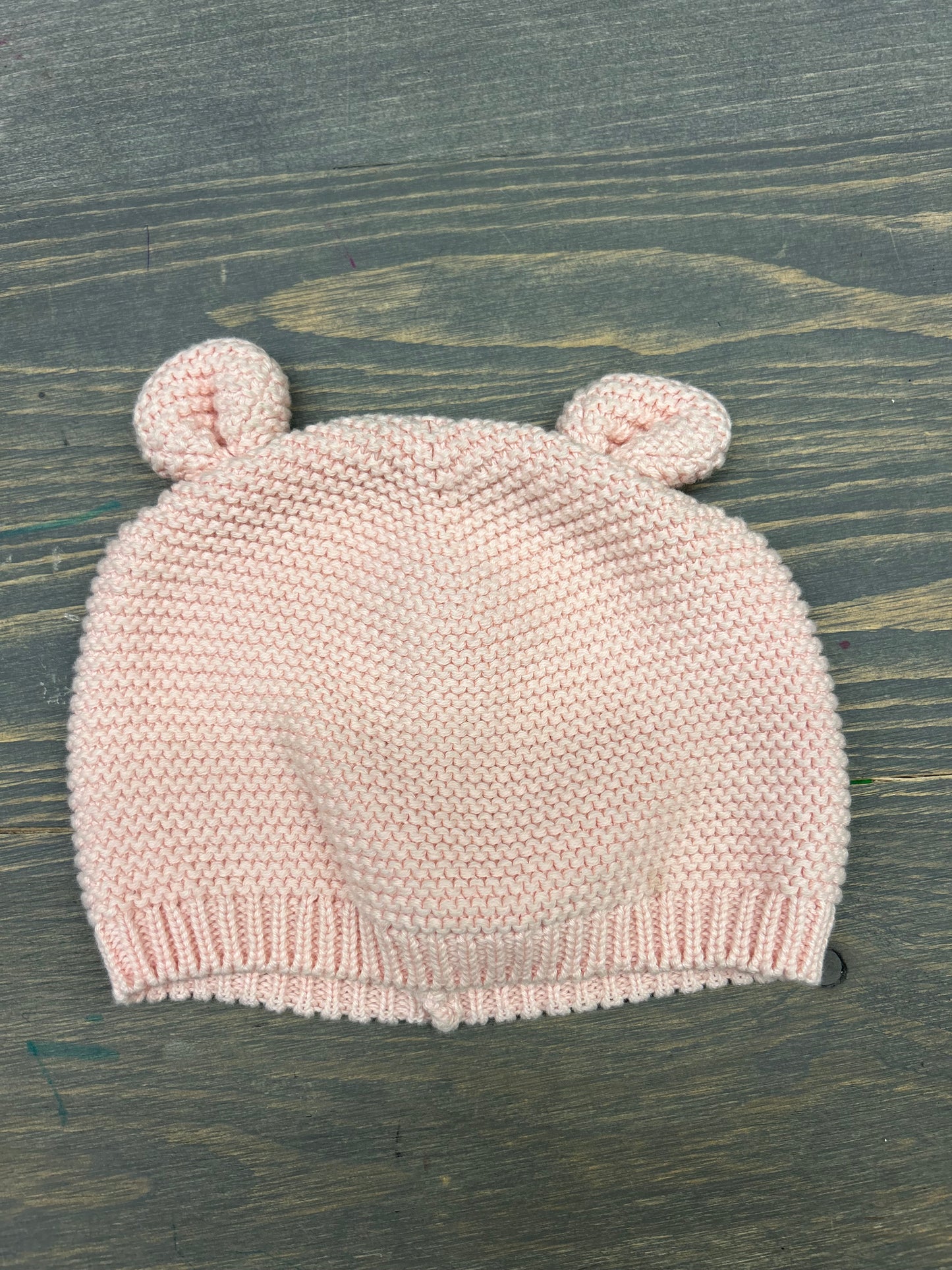 Pink bear knit hat