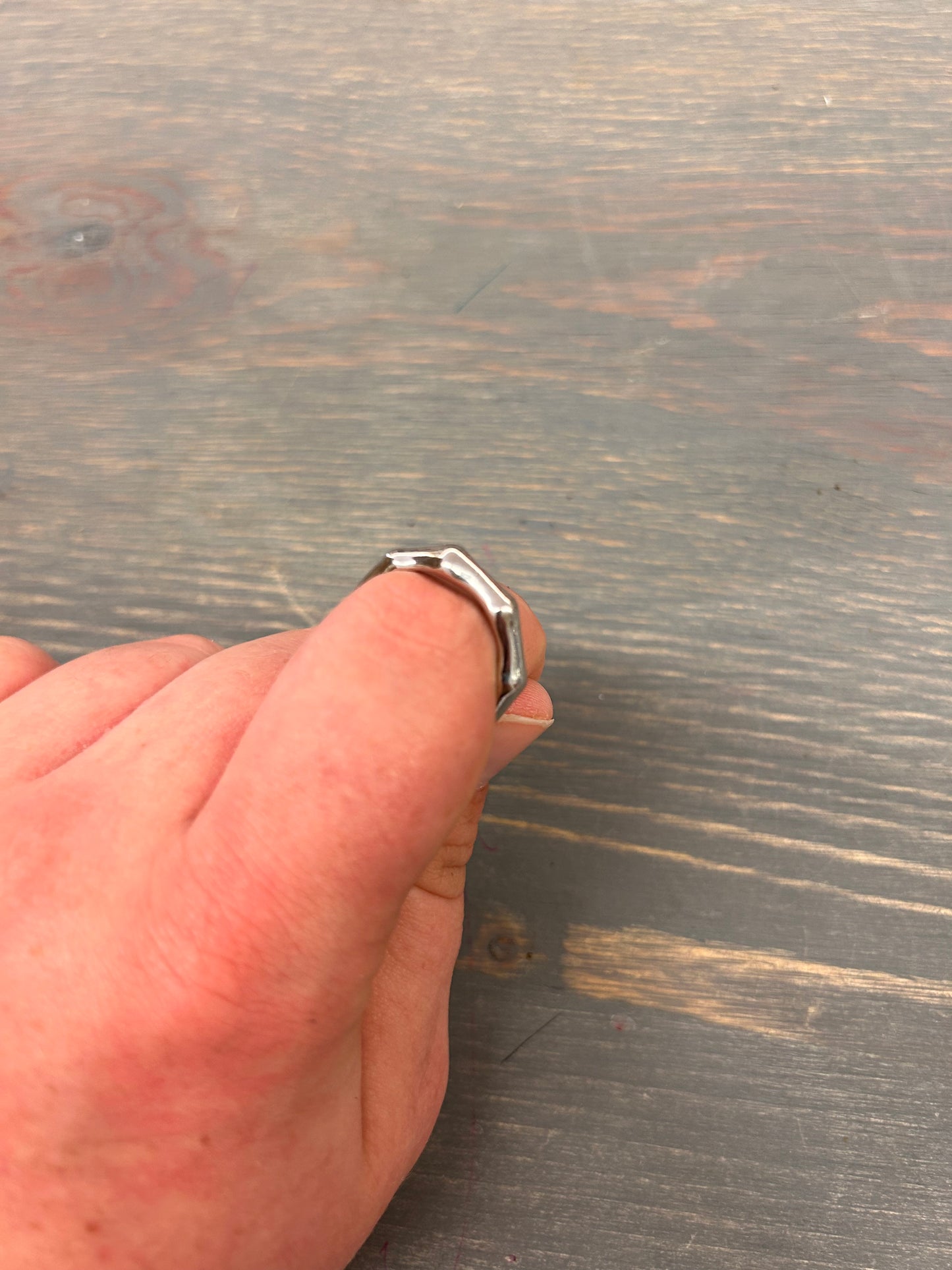 Silver geometric ring