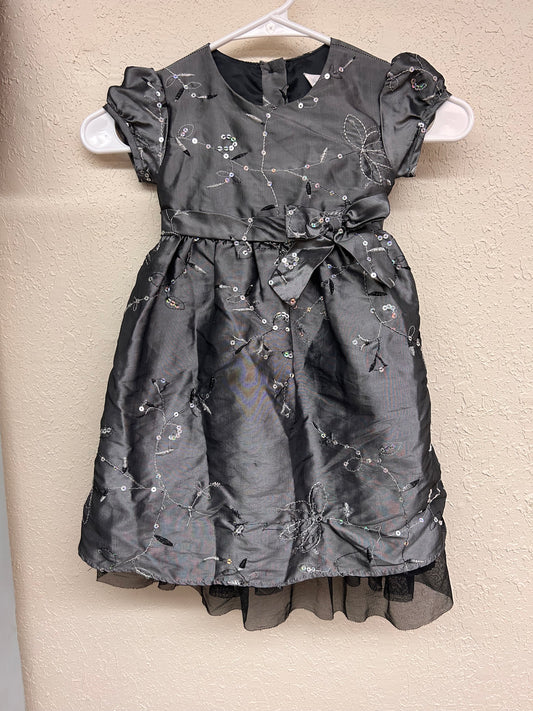 Newberry 4t grey sequin floral formal dress