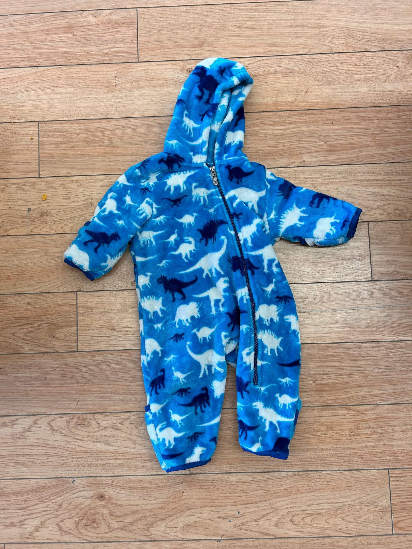 Hatley 12/18m blue Dino fleece bunting suit