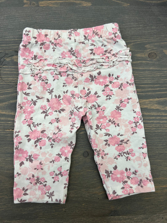 George 3/6m pink floral ruffle but leggings