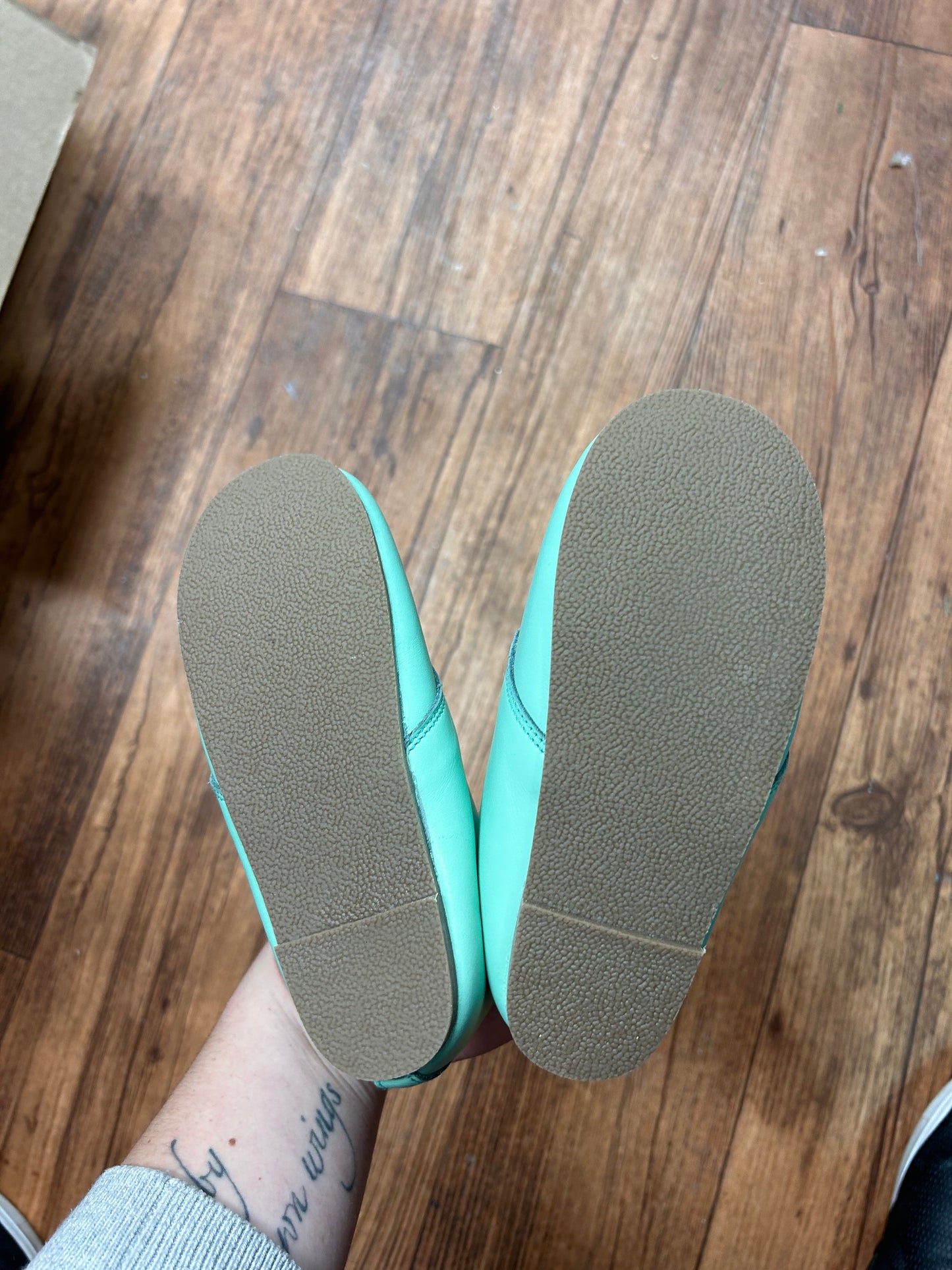 NEW West coast moccasins 12 teal leather sneakers