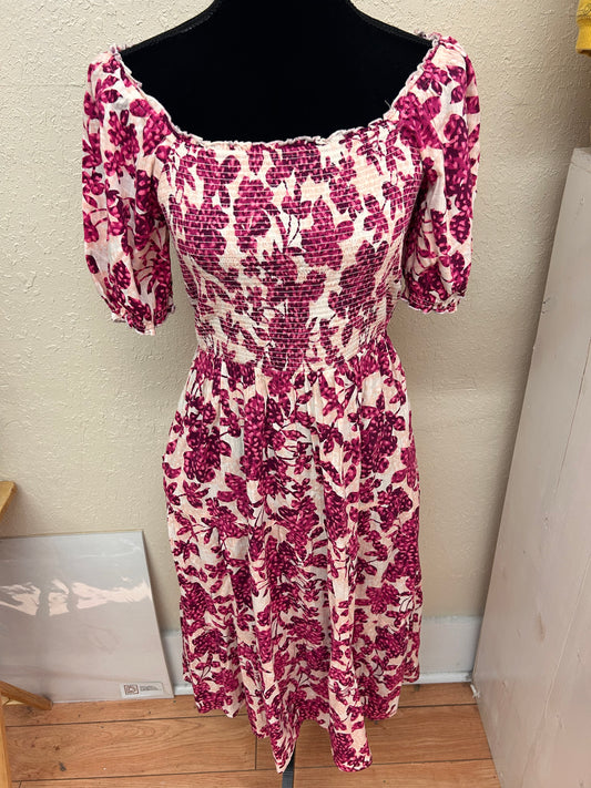 NEW old navy medium pink floral midi dress