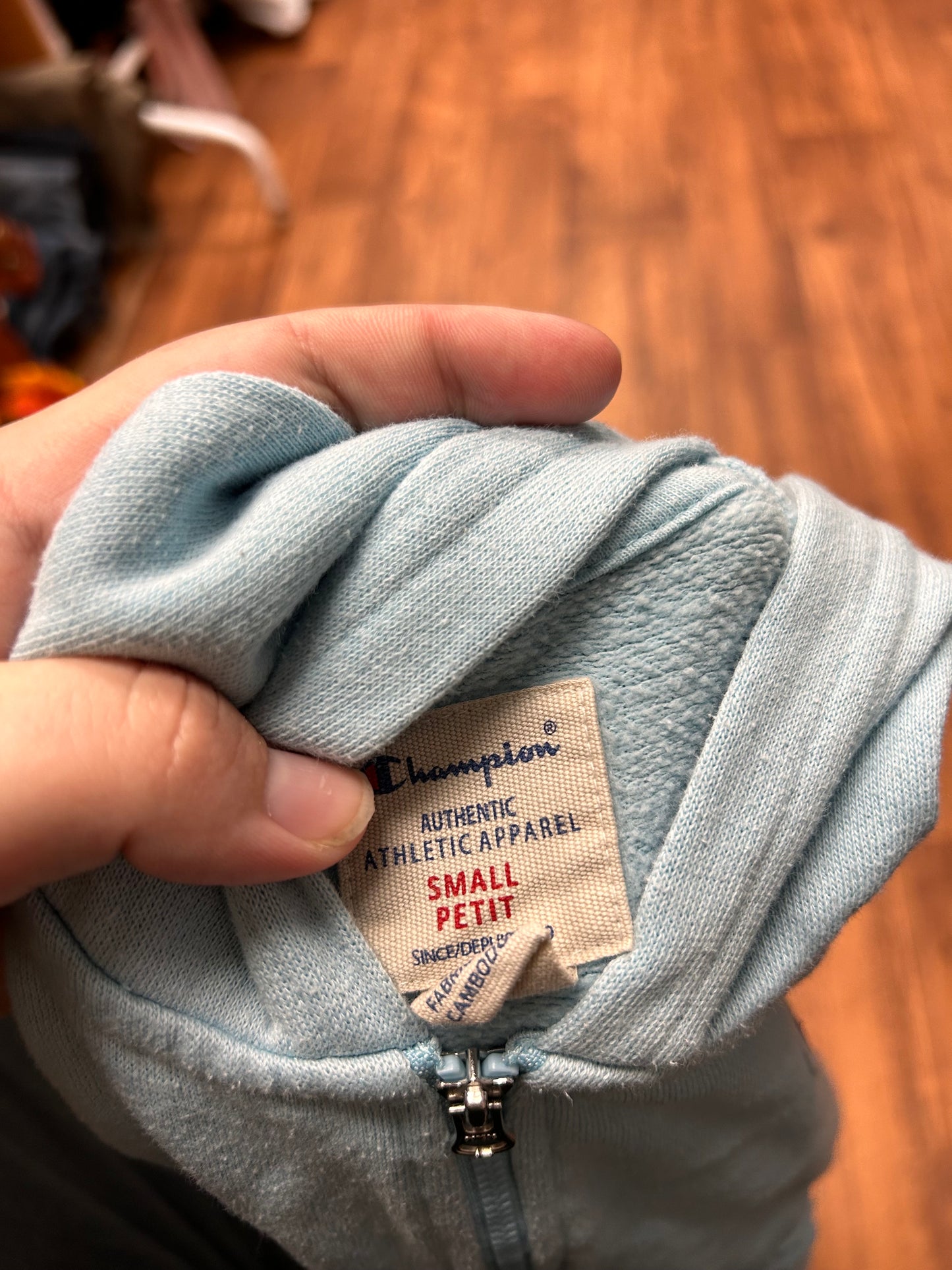 Champion youth small blue zip up hoodie