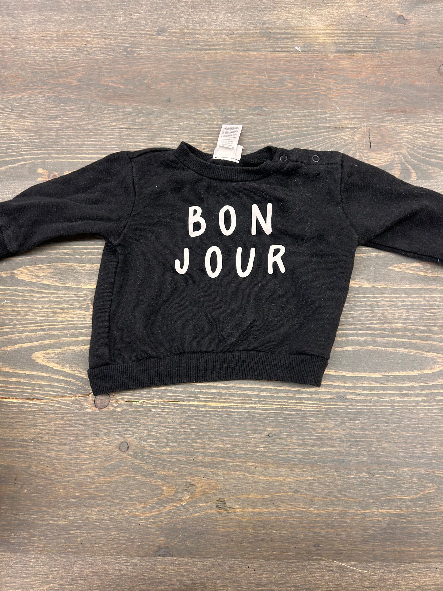 Indigo baby 3/6m black bonjour sweater