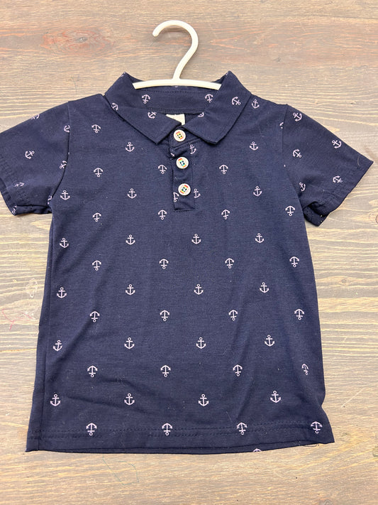 Small shop 3t navy anchor polo top